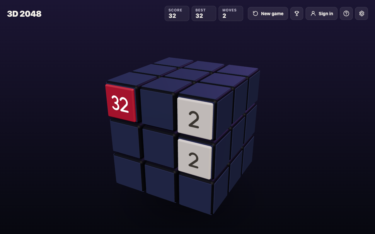 A 32 tile in the front's top left corner after a twist and a slide