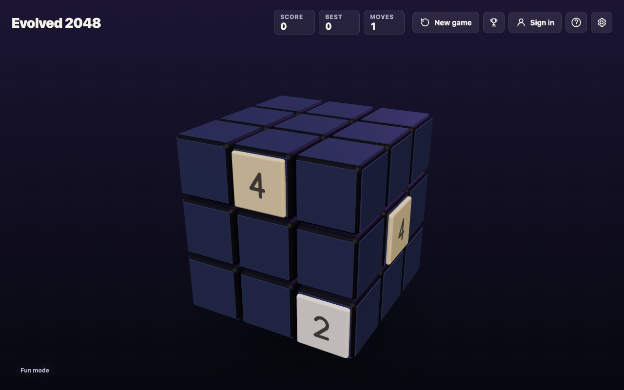 Fun mode after a slide up where the 4 on the right face stays put and does not merge with the 4 on the front