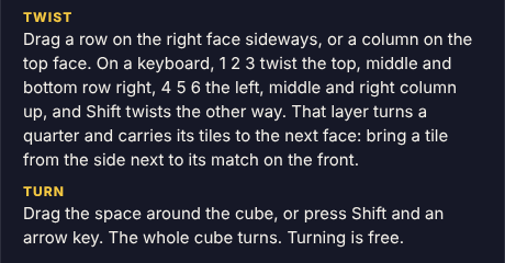 The Twist and Turn parts of the Evolved 2048 How to play box